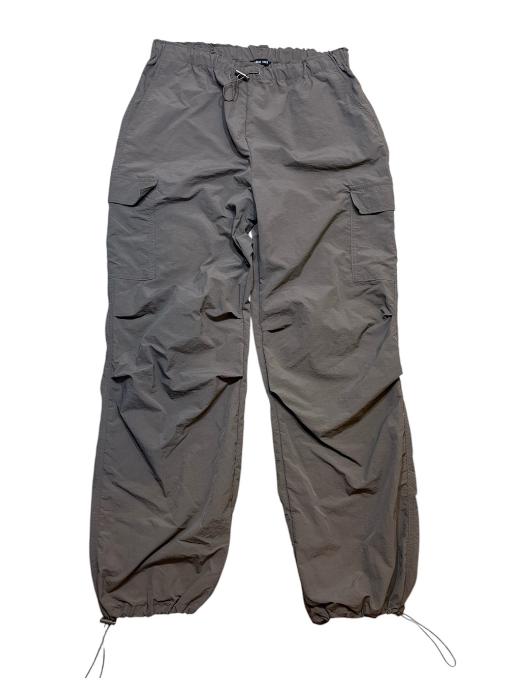 Love Tree Brown Cargo Track Pants Joggers Parachute Elastic Nylon Large L